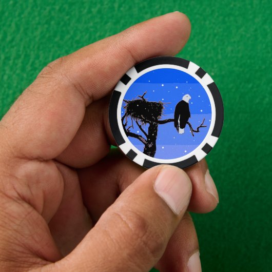 Bald Eagle in Winter - Originele Wilde Kunst Poker Chips (Hand)