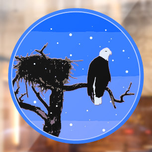 Bald Eagle in Winter - Originele Wilde Kunst Raamsticker