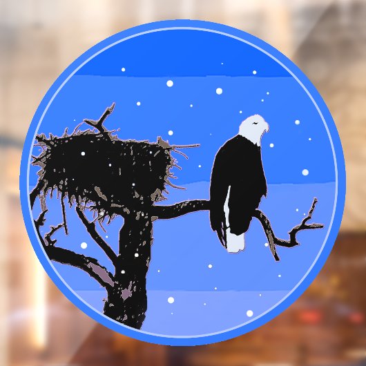 Bald Eagle in Winter - Originele Wilde Kunst Raamsticker (Vel 2)