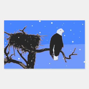 Bald Eagle in Winter - Originele Wilde Kunst Rechthoekige Sticker