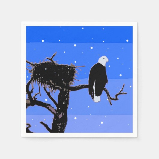 Bald Eagle in Winter - Originele Wilde Kunst Servetten (Voorkant)