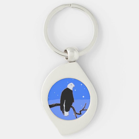 Bald Eagle in Winter - Originele Wilde Kunst Sleutelhanger (Voorkant)