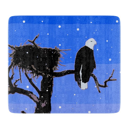 Bald Eagle in Winter - Originele Wilde Kunst Snijplank (Voorkant)