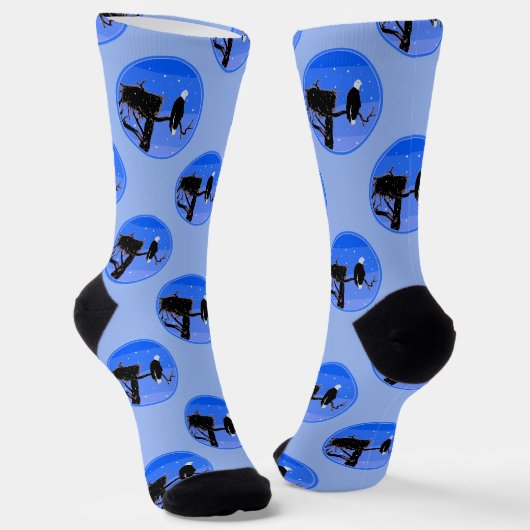 Bald Eagle in Winter - Originele Wilde Kunst Sokken (Gebogen)