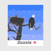 Bald Eagle in Winter - Originele Wilde Kunst Sticker (Vel)