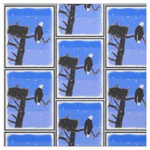 Bald Eagle in Winter - Originele Wilde Kunst Stof