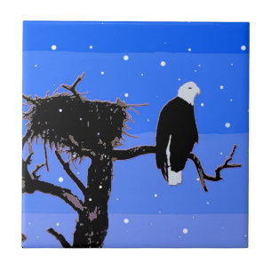 Bald Eagle in Winter - Originele Wilde Kunst Tegeltje