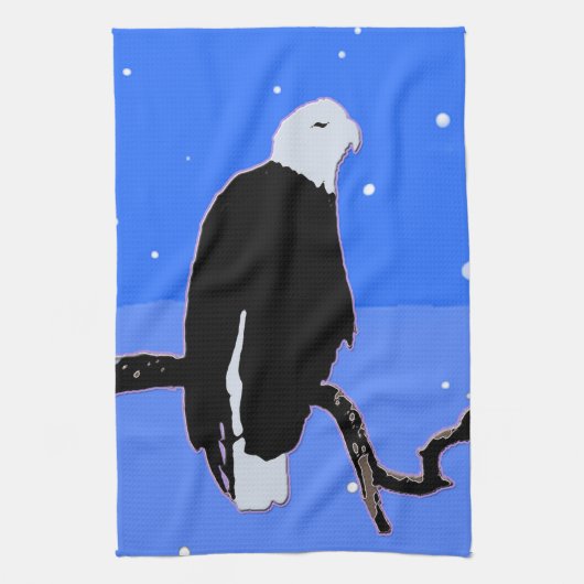 Bald Eagle in Winter - Originele Wilde Kunst Theedoek (Verticaal)