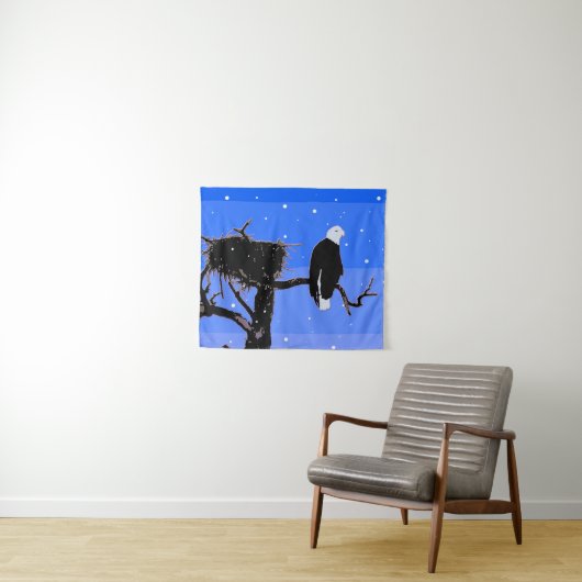 Bald Eagle in Winter - Originele Wilde Kunst Wandkleed (In Situ (horizontaal))