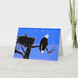 Bald Eagle in Winter - Originele Wildlife Art Feestdagen Kaart