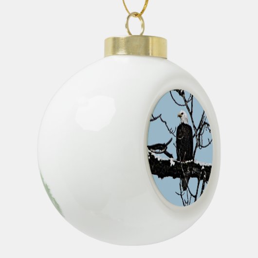 Bald Eagle Keramische Bal Ornament (Links)
