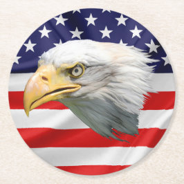 Bald Eagle klassiek patriottisch cadeau Ronde Kartonnen Onderzetter