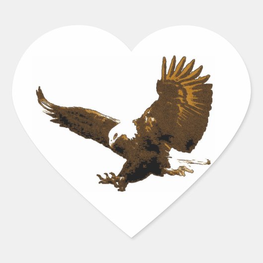 Bald Eagle Landing Heart Sticker (Voorkant)