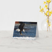 Bald Eagle Landing op het ijs Groet Kaart (Gele Bloem)