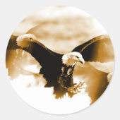 Bald Eagle Landing Ronde Sticker (Voorkant)