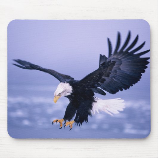 Bald Eagle Landing Wings, verspreid in een Storm, Muismat (Voorkant)