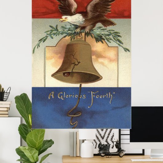 Bald Eagle Liberty Bell 4 juli Poster (Thuiskantoor)