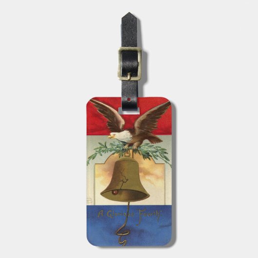 Bald Eagle Liberty Bell Patriottische kunst Bagagelabel (Voorkant verticaal)