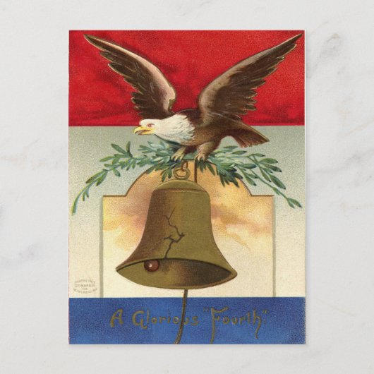 Bald Eagle Liberty Bell Patriottische kunst Briefkaart (Voorkant)