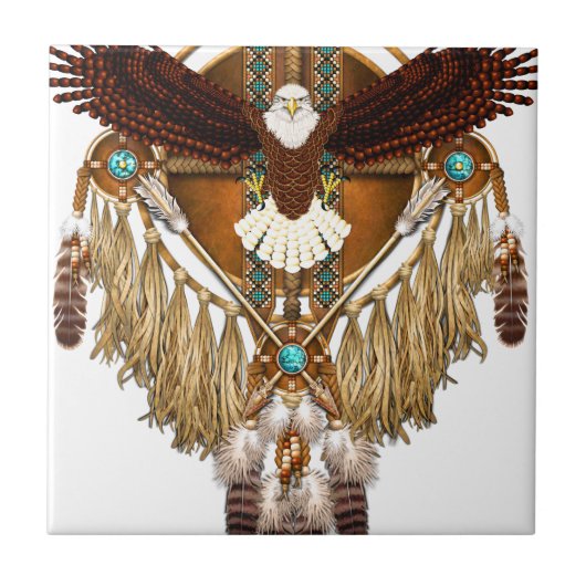 Bald Eagle Mandala - herzien Tegeltje (Voorkant)