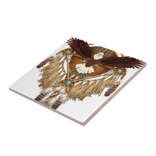 Bald Eagle Mandala - herzien Tegeltje (Zijkant)
