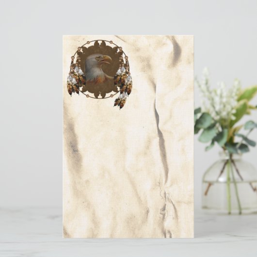 Bald Eagle Mandala Native American Stationery Briefpapier (Staand voorkant)
