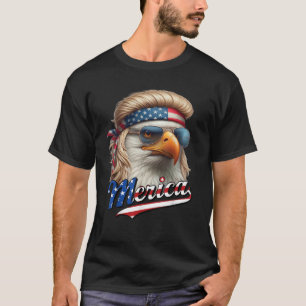 Bald Eagle Merica 4 juli Eagle Blonde Mullet Fun T-shirt