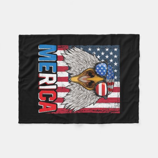 Bald Eagle Merica, 4 juli Fleece Deken (Voorkant (Horizontaal))