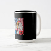 Bald Eagle Merica, 4 juli Tweekleurige Koffiemok (Voorkant rechts)