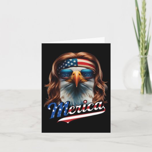 Bald Eagle Merica 4th July Eagle Mullet Funny Man Kaart (Voorkant)