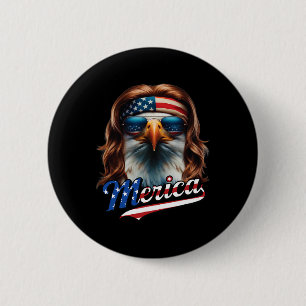 Bald Eagle Merica 4th July Eagle Mullet Funny Man Ronde Button 5,7 Cm