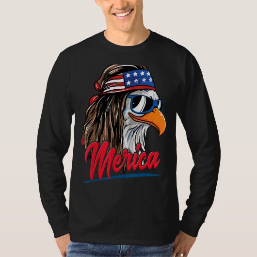 Bald Eagle Merica American Flag Happy 4 juli T-shirt (Voorkant)