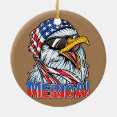 Bald Eagle 'Merica Retro American Flag Patriotic Keramisch Ornament (Achterkant)