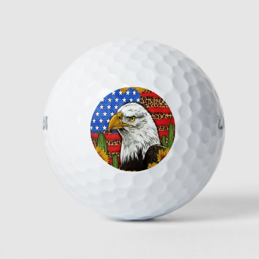 Bald eagle met Amerikaanse vlag Golfballen (Voorkant)