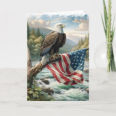 Bald Eagle met Amerikaanse vlag Kaart (Voorkant)