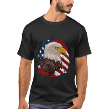 Bald Eagle met Amerikaanse vlag Patriottische Τ