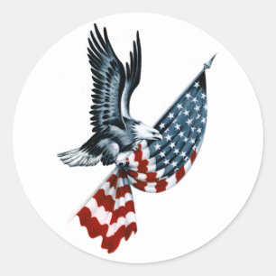 Bald Eagle met Amerikaanse vlag Ronde Sticker