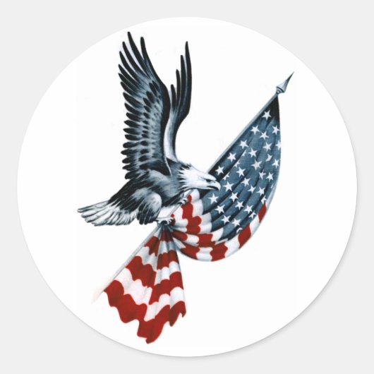Bald Eagle met Amerikaanse vlag Ronde Sticker (Voorkant)