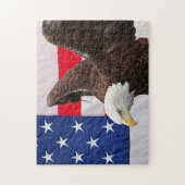 Bald Eagle met de Amerikaanse vlag Legpuzzel (Verticaal)