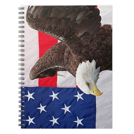 Bald Eagle met de Amerikaanse vlag Notitieboek (Voorkant)