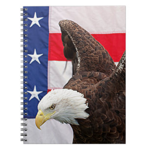 Bald Eagle met de Amerikaanse vlag Notitieboek