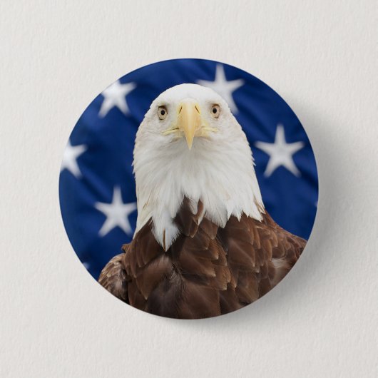 Bald Eagle met de Amerikaanse vlag Ronde Button 5,7 Cm (Voorkant)
