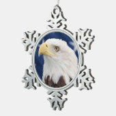 Bald Eagle met de Amerikaanse vlag Tin Sneeuwvlok Ornament (Rechts)