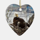 Bald Eagle met eaglets Keramisch Ornament (Rechts)