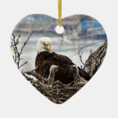 Bald Eagle met eaglets Keramisch Ornament (Voorkant)