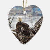 Bald Eagle met eaglets Keramisch Ornament (Links)
