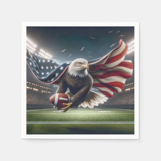 Bald Eagle met een Amerikaans Football Servet (Voorkant)