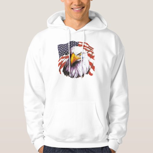 Bald Eagle met een traan - VS vlag op achtergrond Hoodie (Voorkant)