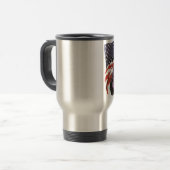 Bald Eagle met een traan - VS vlag op achtergrond Reisbeker (Voorkant links)