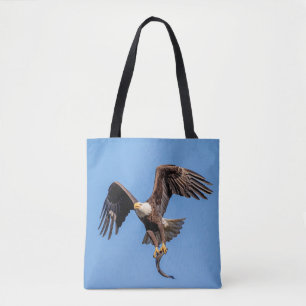 Bald Eagle met een vis Tote Bag